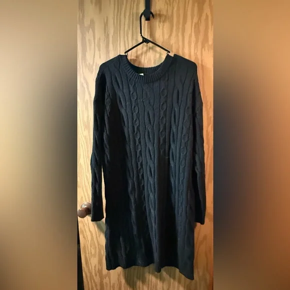 Time and Tru | Dresses | Time And Tru Black Cable Knit Sweater Dress |  Poshmark
